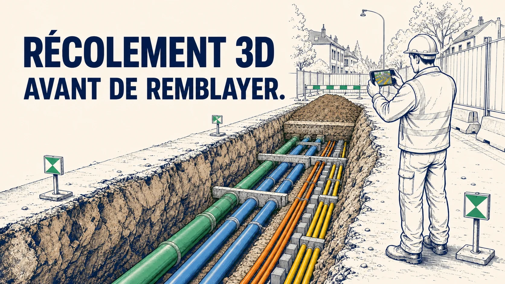 Récolement 3D en tranchée ouverte : capturer avant de remblayer.